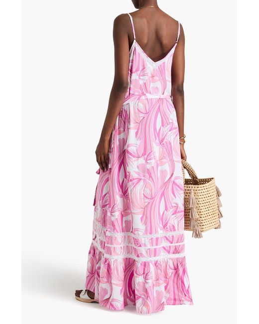 Melissa Odabash Pink Eden Printed Mousseline Maxi Dress
