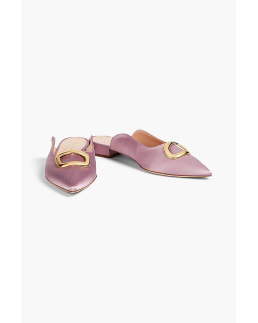 Rupert Sanderson Embellished Satin Slippers in Pink | Lyst Canada