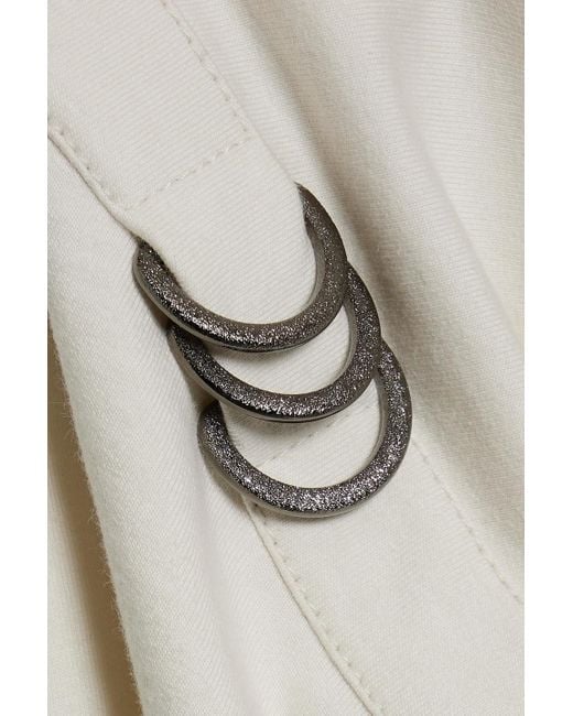 Brunello Cucinelli White Embellished Cotton-blend Jersey Jacket