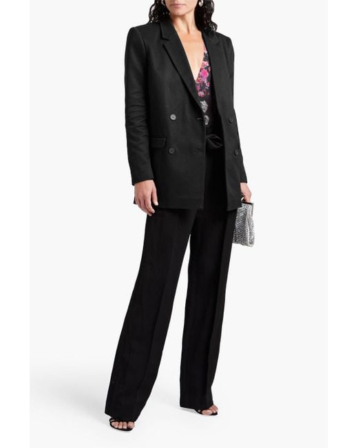 IRO Black Litta Double-breasted Cotton And Linen-blend Twill Blazer