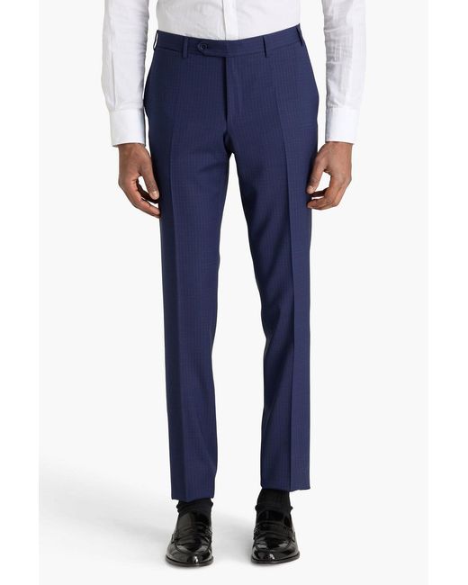 Canali Blue Checked Wool Suit for men