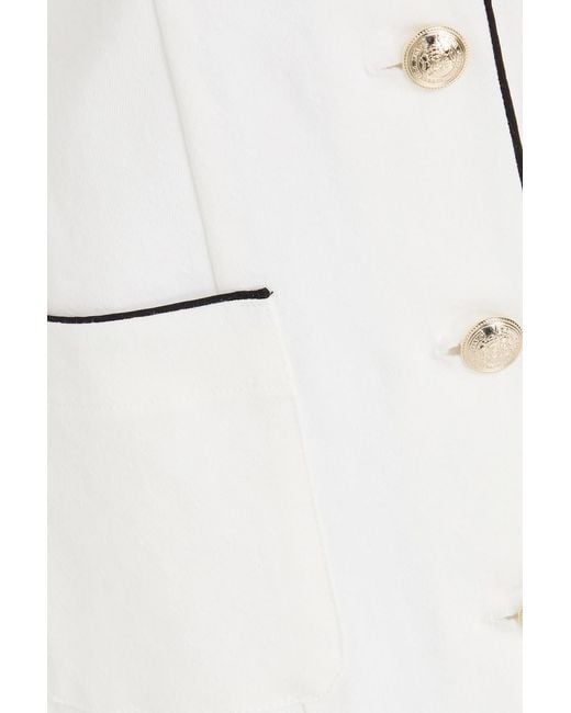 Claudie Pierlot White Belted Cotton-blend Mini Shirt Dress