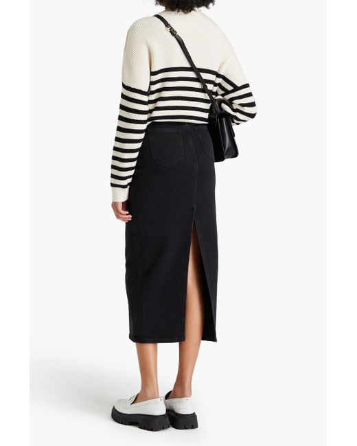 Maje Black Denim Midi Skirt