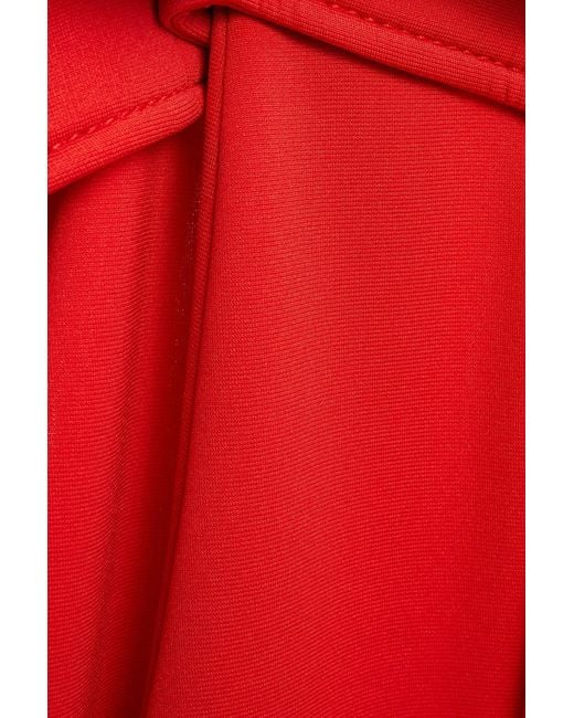 Prada Red Ruffle-trimmed Stretch-jersey Straight-leg Pants