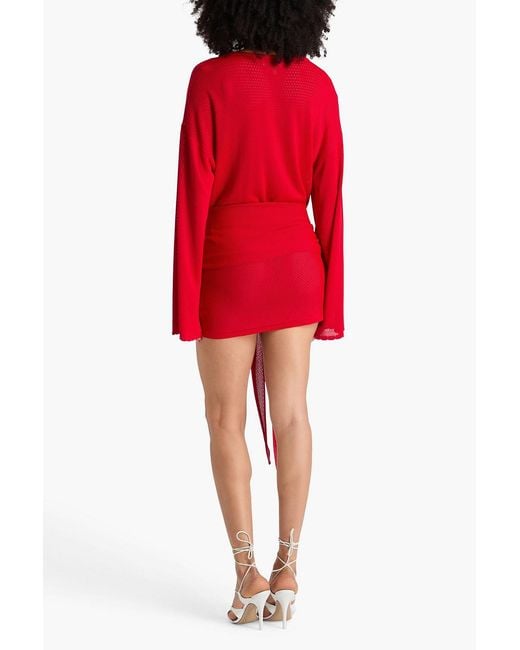 The Attico Red Pointelle-Knit Mini Dress