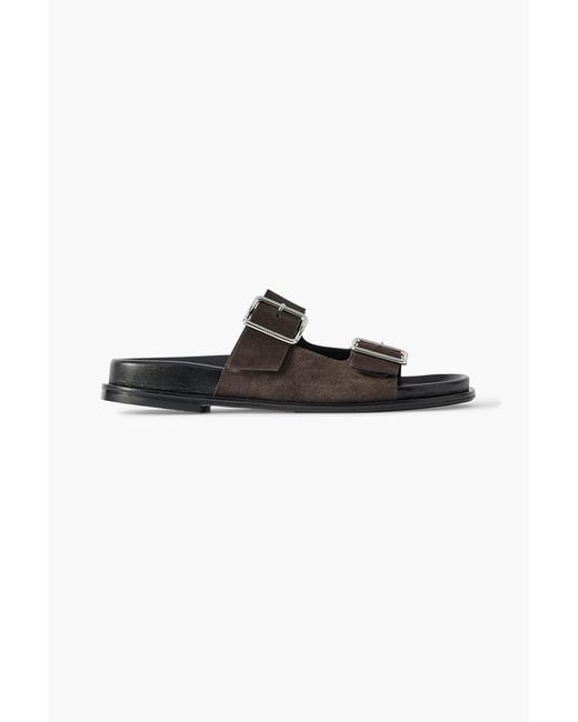 Aeyde Black Meena Bucked Suede Sandals