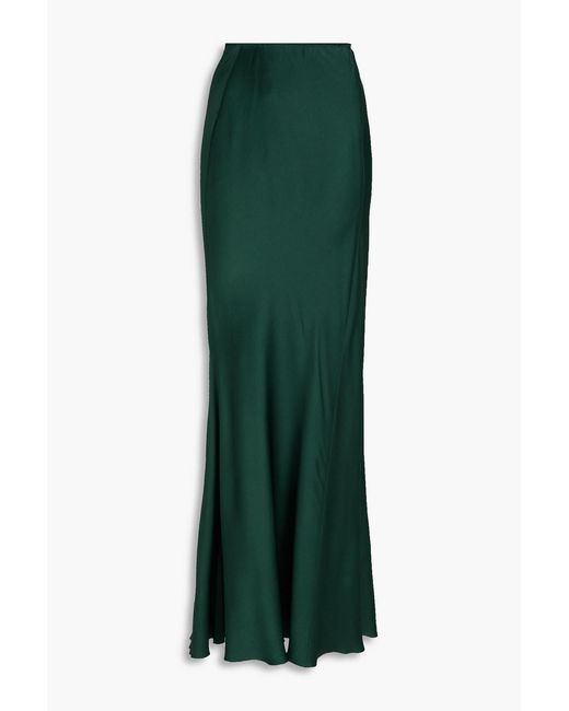 Victoria Beckham Green Satin-Crepe Maxi Skirt
