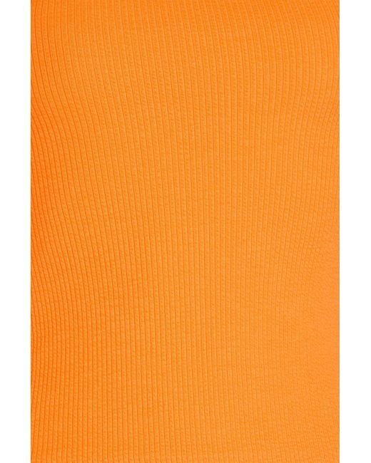 Sandro Orange Oberteil aus rippstrick mit webstoff-einsatz und flammgarneffekt