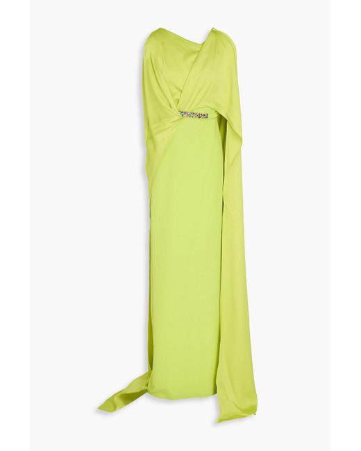 Safiyaa Yellow Crystal-embellished Satin-crepe Gown