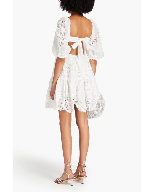 Zimmermann Natural Cutout Broderie Anglaise Linen Mini Dress