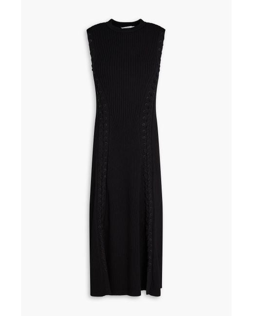 Jonathan Simkhai Black Lorena Lace-up Ribbed-knit Midi Dress