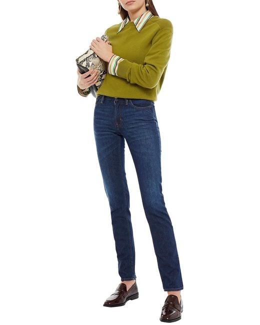 Acne Blue Faded Mid-Rise Slim-Leg Jeans