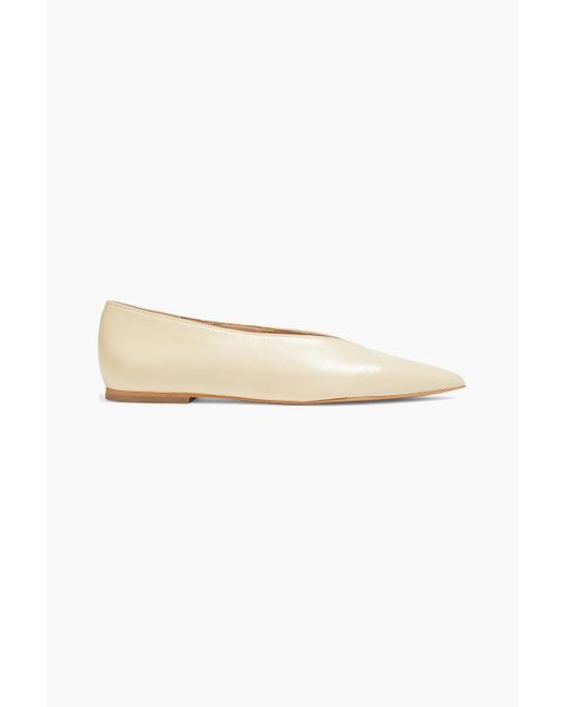 Iris & Ink Natural Elodie Leather Point-toe Flats