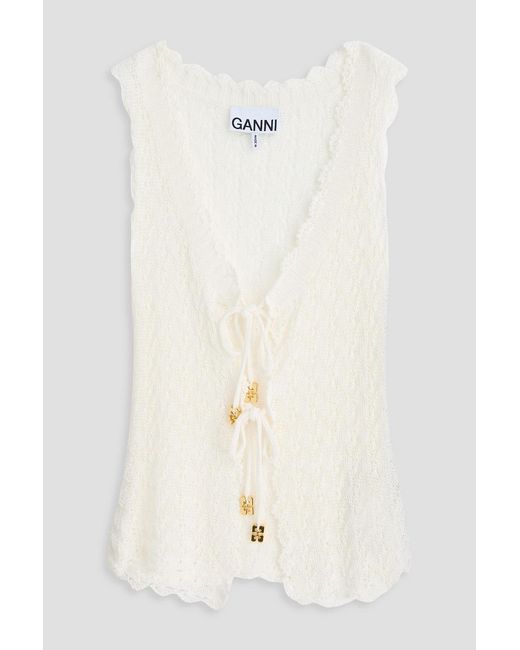 Ganni White Crochet-knit Vest