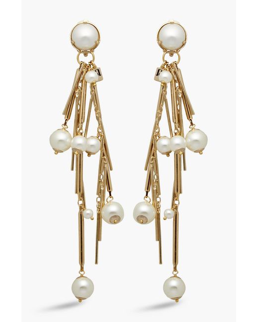 Rosantica Metallic Gold-tone Faux Pearl Clip Earrings