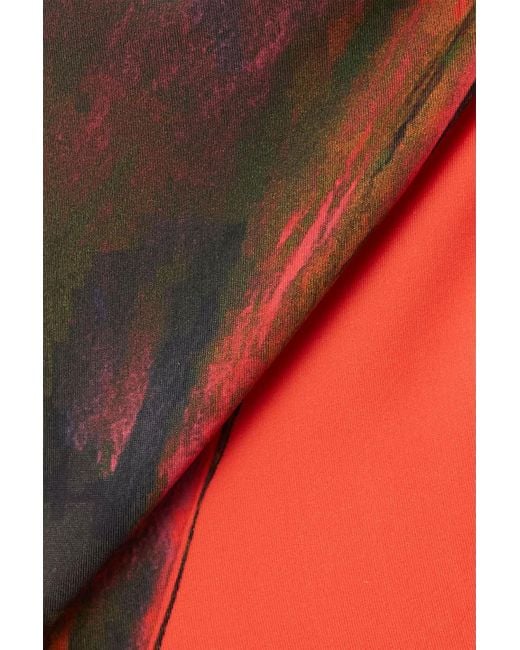 Louisa Ballou Red Plunge asymmetrischer badeanzug mit print