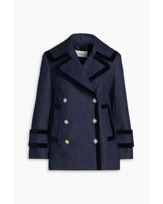 Zimmermann Blue Double-breasted Embellished Denim Jacket