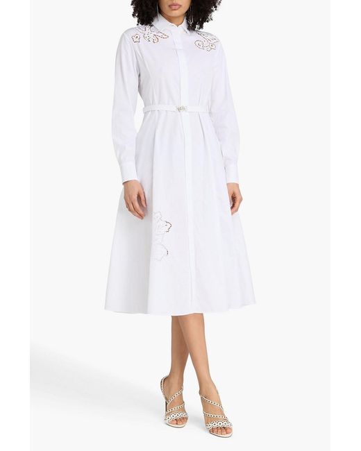 Versace White Cotton-Poplin Midi Shirt Dress