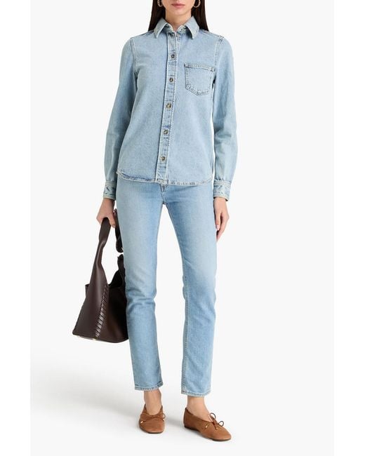 Totême  Blue Acid-Wash Denim Shirt
