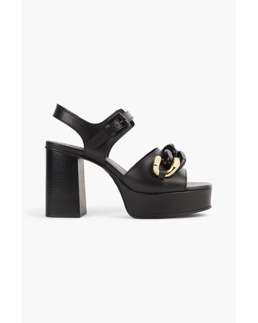 See By Chloé Black Monyca Chain-embellished Leather Platform Sandals