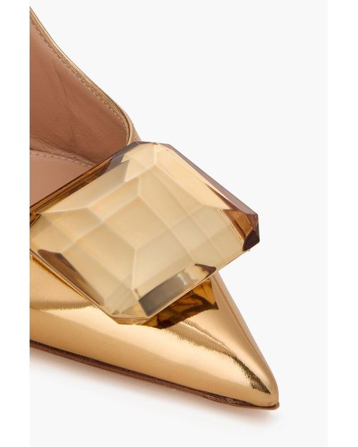 Gianvito Rossi Metallic Jaipur Crystal-embellished Mirrored-leather Slingback Pumps