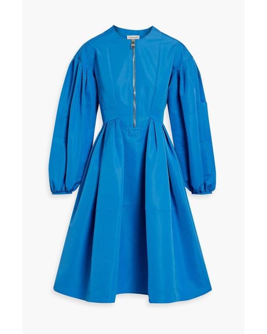 McQueen Pleated Faille Dress in Blue | Lyst