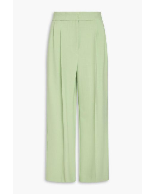 Erdem Green Grain De Poudre Wide-leg Pants
