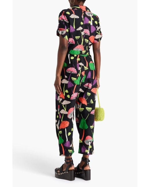 Farm Rio White Printed Cotton-Gabardine Jumpsuit