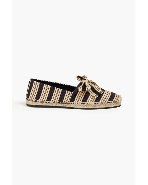 Tory Burch Natural Bow-detailed Striped Canvas Espadrilles