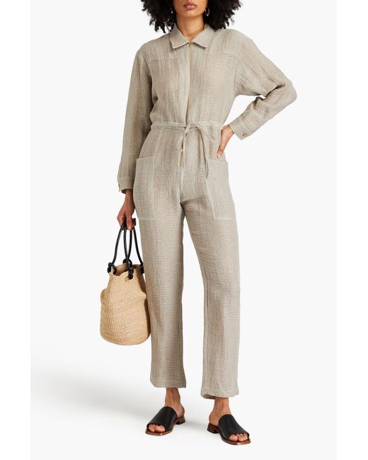 LeKasha Natural Jawadah Linen-Gauze Jumpsuit