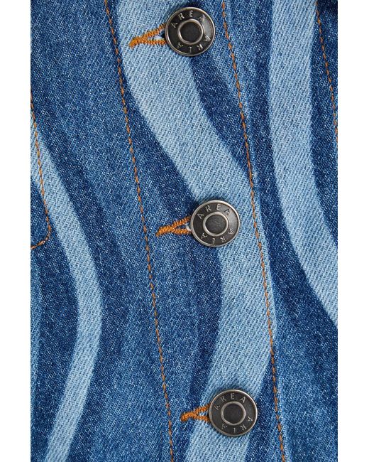 Area Blue Cropped Printed Denim Jacket