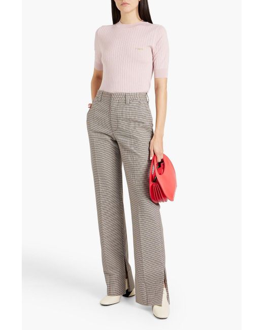 Marni Pink Embroidered Ribbed Wool And Silk-blend Sweater