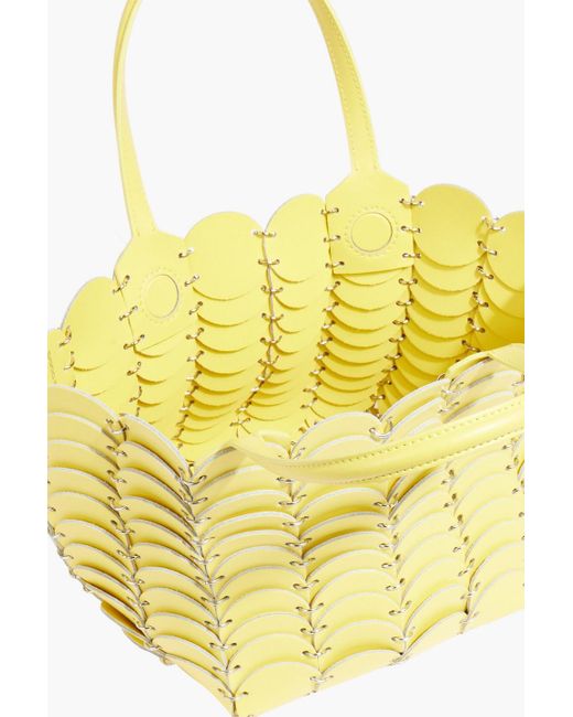 Rabanne Yellow Pacoio Mini Cab Laser-cut Leather Tote