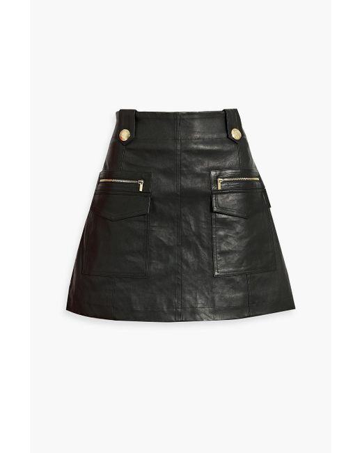 10 Crosby Derek Lam Black Trix Leather Mini Skirt