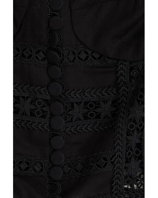 Charo Ruiz Black Guipure Lace-trimmed Cotton-blend Poplin Bustier Top