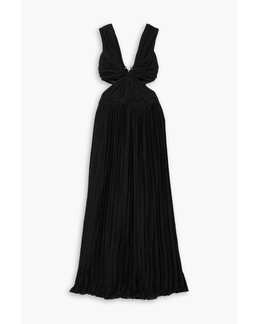 Chloé Black Cutout Pleated Silk-chiffon Gown