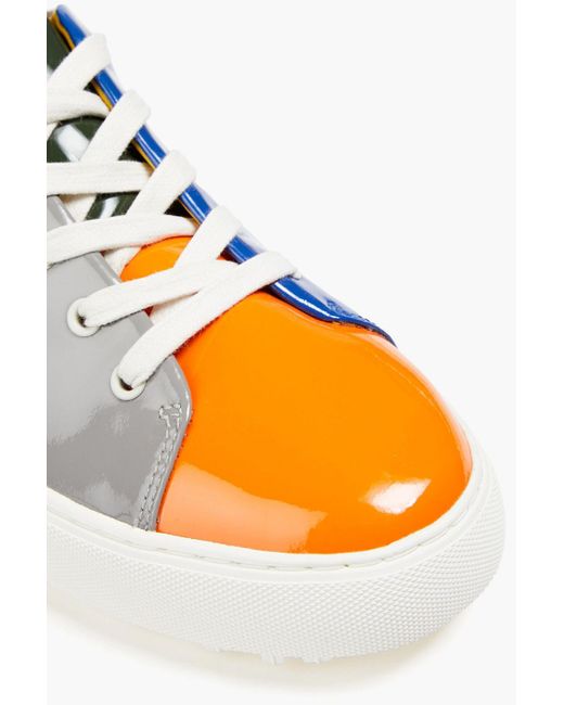 Tory Sport Multicolor Color-block Patent-leather Sneakers