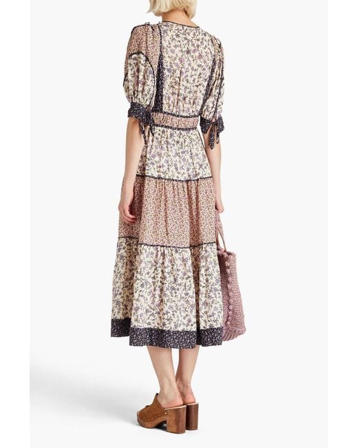 Ulla Johnson Natural Verona Floral-print Cotton-blend Midi Dress