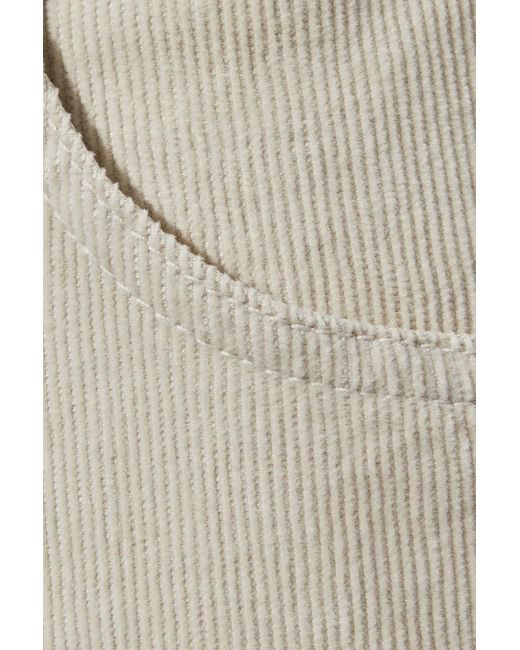 Theory White Cropped Cotton-Blend Corduroy Straight-Leg Pants