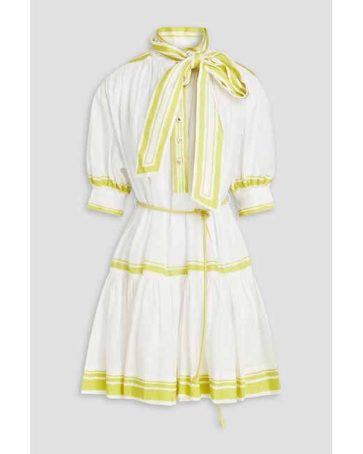 Zimmermann Yellow Striped Linen Mini Shirt Dress