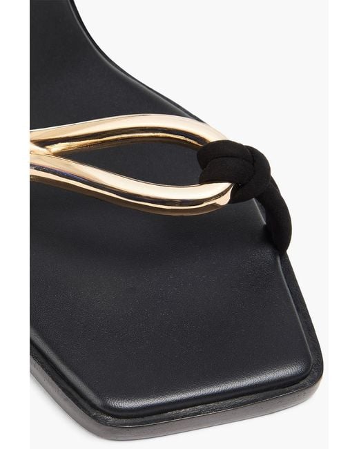 Jonathan Simkhai Black Love Knot Embellished Suede Sandals