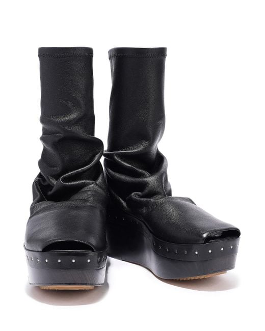 Rick Owens Black Stretch-leather Platform Sock Boots