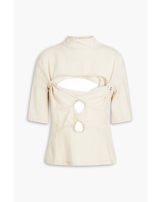 Jacquemus White Le haut palmi oberteil aus stretch-wolle mit twist-detail an der vorderseite und cut-outs