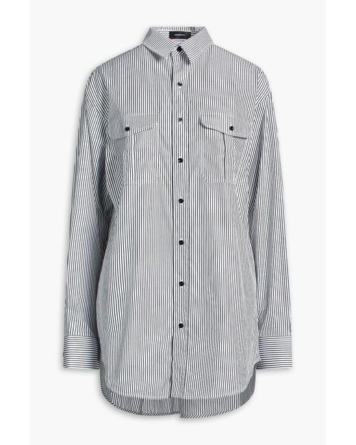 Wardrobe NYC Gray Striped Cotton-Poplin Mini Shirt Dress