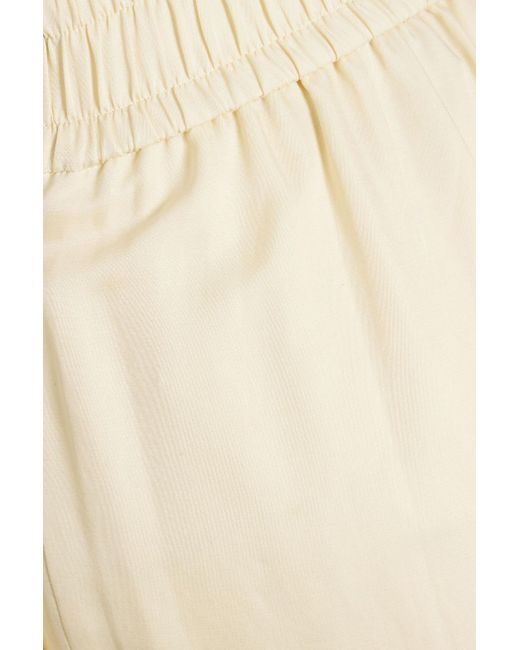 Joseph Natural Thurlow Cropped Silk And Cotton-blend Wide-leg Pants