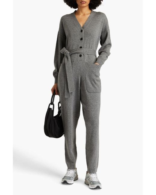 Alex Mill Gray Belted Merino Wool And Cotton-blend Jumpsuit