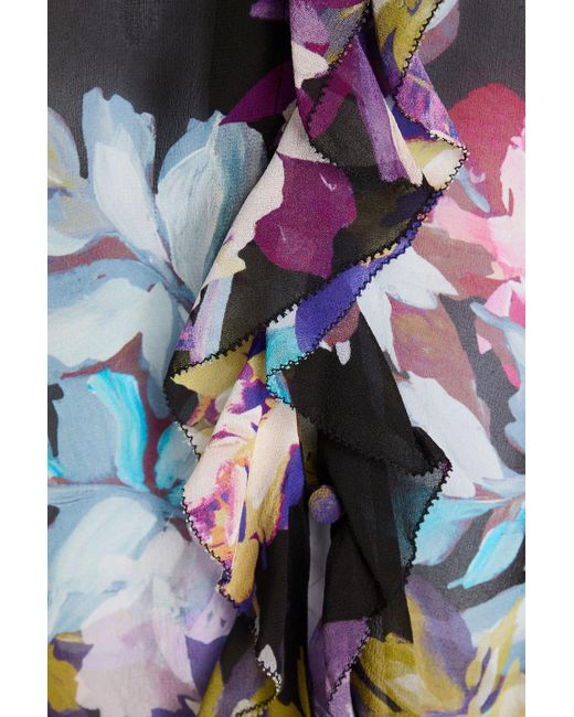 Nicholas Black Amira Ruffled Floral-print Silk-chiffon Blouse