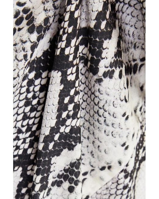 16Arlington White Flora Open-back Snake-print Satin Mini Dress