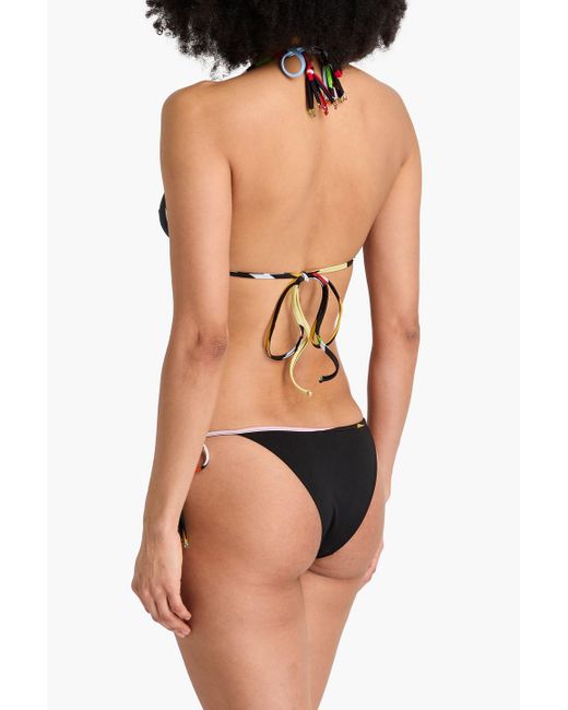 Emilio Pucci Black Tasseled Triangle Bikini Top