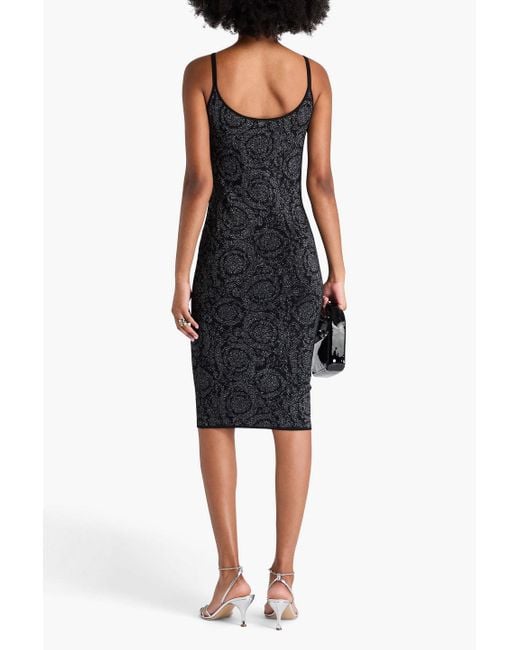 Versace Black Kleid aus jacquard-strick mit metallic-effekt